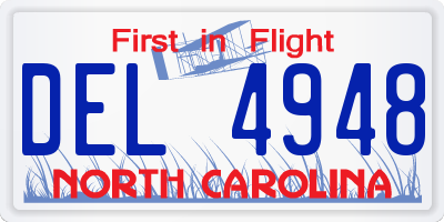 NC license plate DEL4948