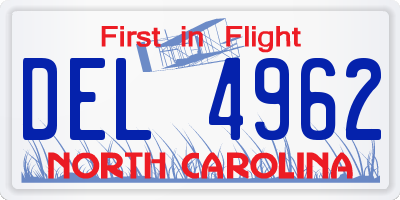 NC license plate DEL4962
