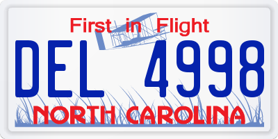 NC license plate DEL4998