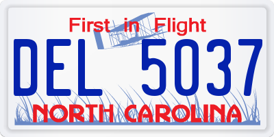 NC license plate DEL5037
