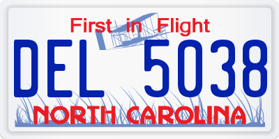 NC license plate DEL5038