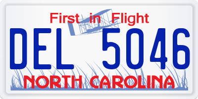 NC license plate DEL5046