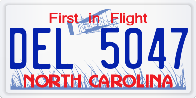 NC license plate DEL5047