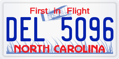 NC license plate DEL5096