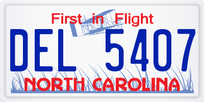 NC license plate DEL5407