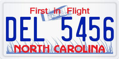 NC license plate DEL5456