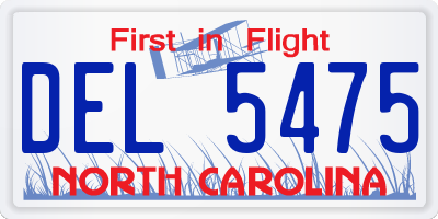 NC license plate DEL5475