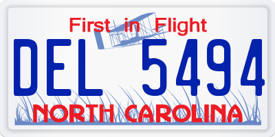 NC license plate DEL5494