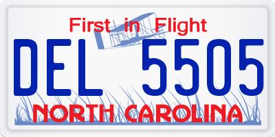 NC license plate DEL5505