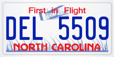 NC license plate DEL5509