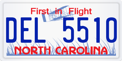 NC license plate DEL5510