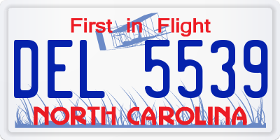 NC license plate DEL5539