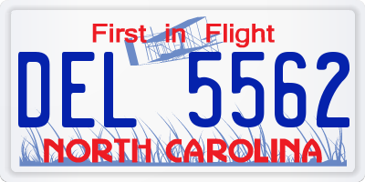 NC license plate DEL5562