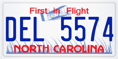 NC license plate DEL5574