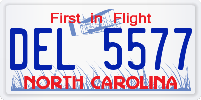 NC license plate DEL5577