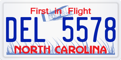 NC license plate DEL5578