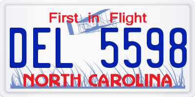 NC license plate DEL5598
