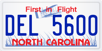 NC license plate DEL5600