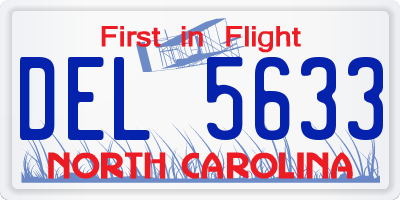NC license plate DEL5633
