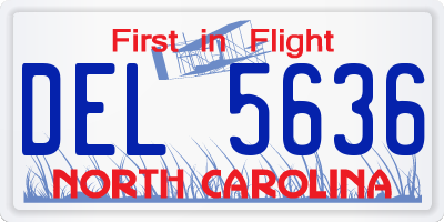 NC license plate DEL5636