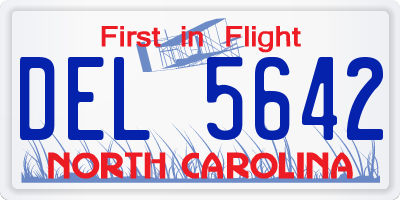 NC license plate DEL5642