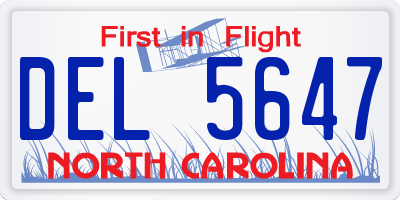 NC license plate DEL5647