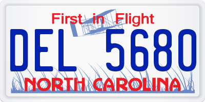 NC license plate DEL5680