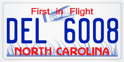 NC license plate DEL6008