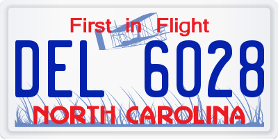 NC license plate DEL6028