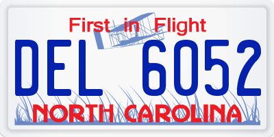 NC license plate DEL6052