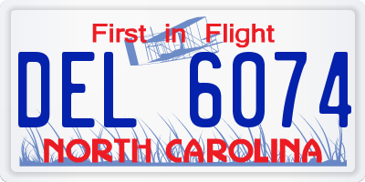 NC license plate DEL6074