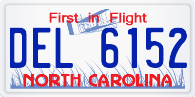NC license plate DEL6152