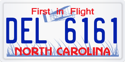 NC license plate DEL6161