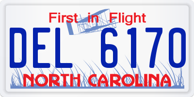 NC license plate DEL6170