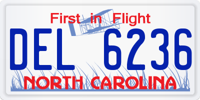 NC license plate DEL6236