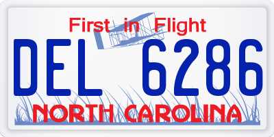 NC license plate DEL6286