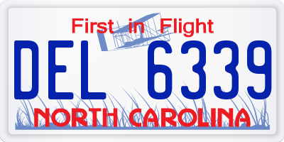 NC license plate DEL6339