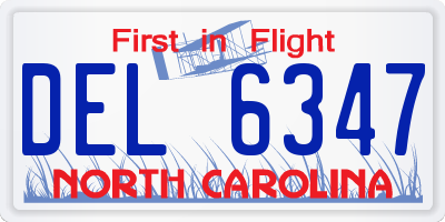 NC license plate DEL6347