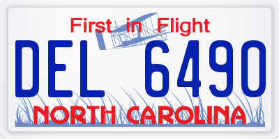NC license plate DEL6490