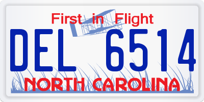 NC license plate DEL6514