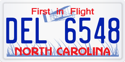 NC license plate DEL6548