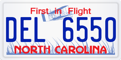 NC license plate DEL6550