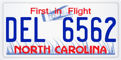 NC license plate DEL6562