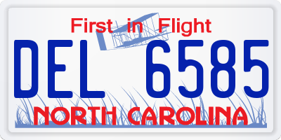 NC license plate DEL6585