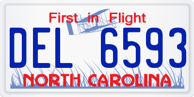 NC license plate DEL6593