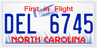 NC license plate DEL6745