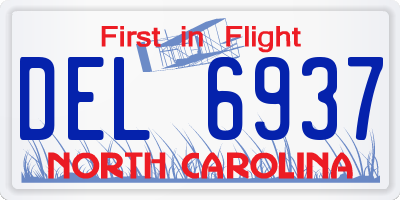 NC license plate DEL6937