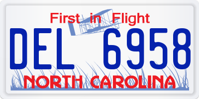 NC license plate DEL6958