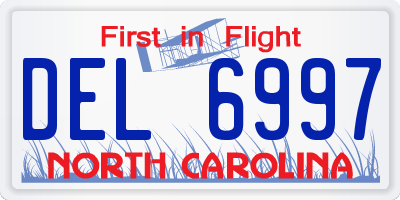 NC license plate DEL6997