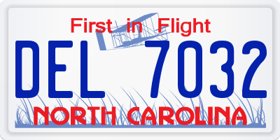NC license plate DEL7032